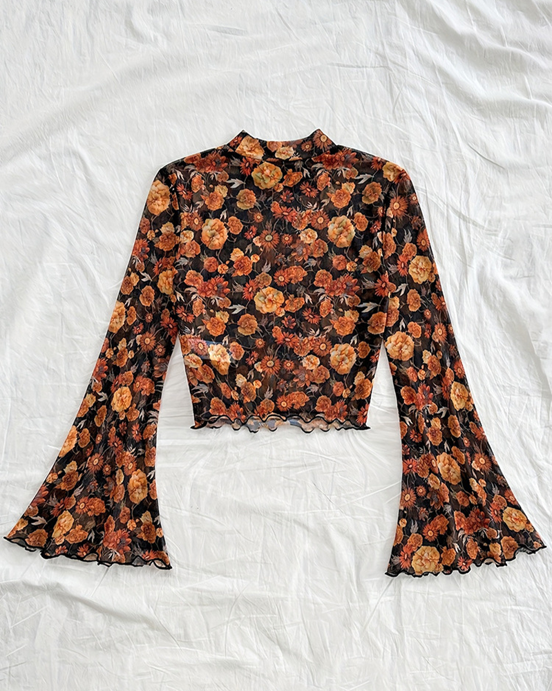 Slim Fit All-Over Print Long Sleeve Top