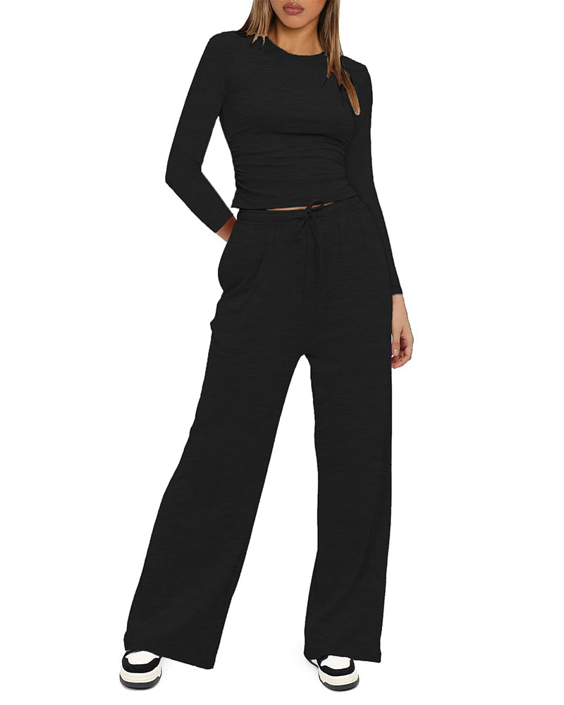 Women's Two Pieces Casual Comfortable Solid  Loungewear Set