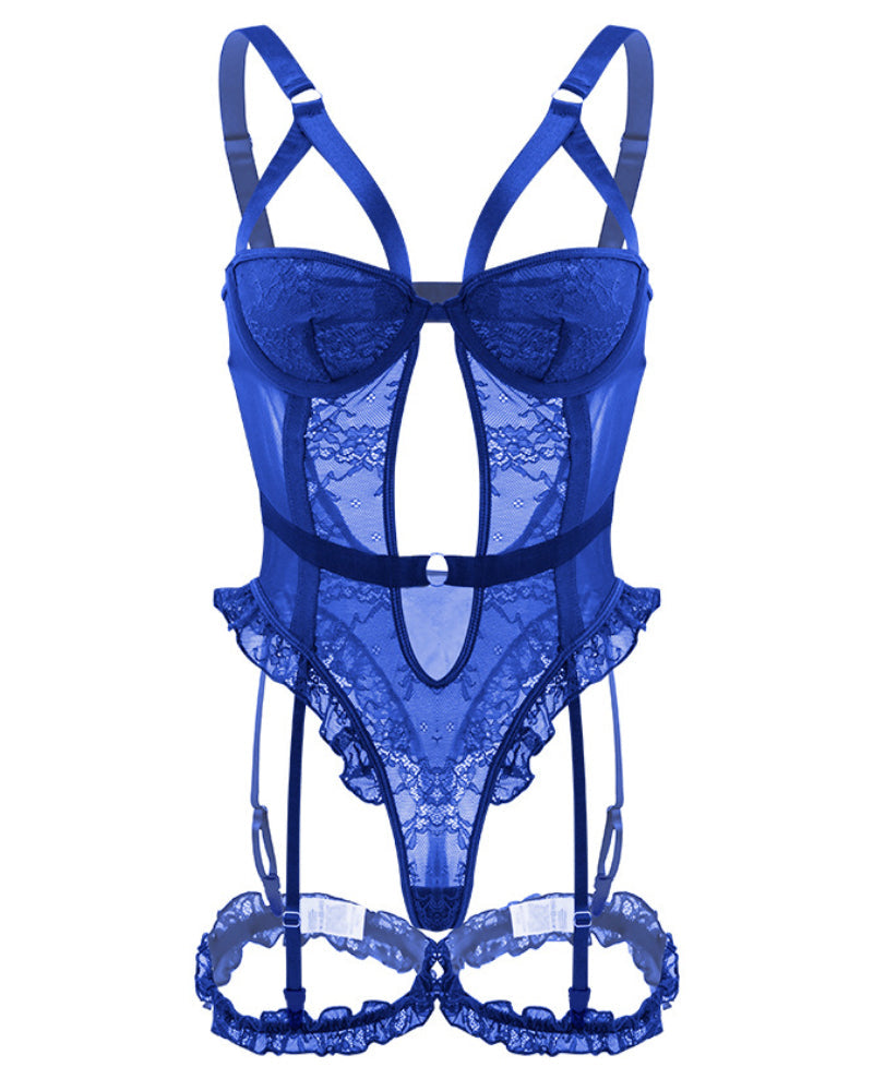 Sexy Contrast Lace Cut-Out Teddy