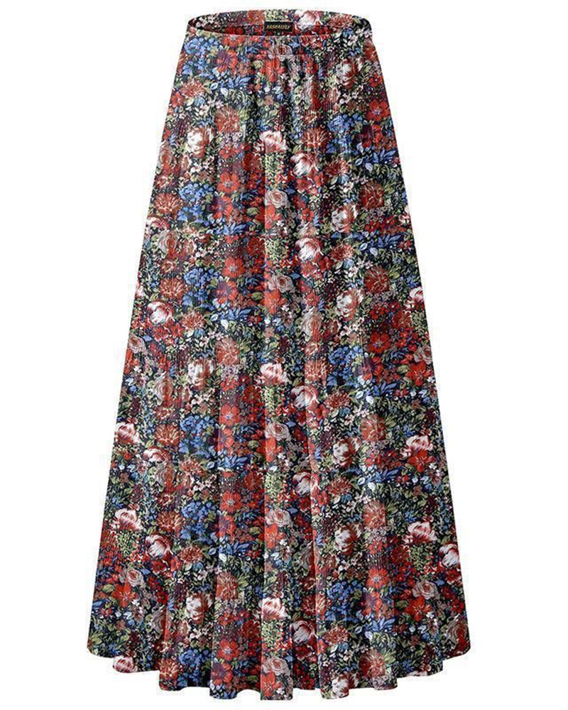 Boho Chiffon High Waist Pleated Maxi Skirt