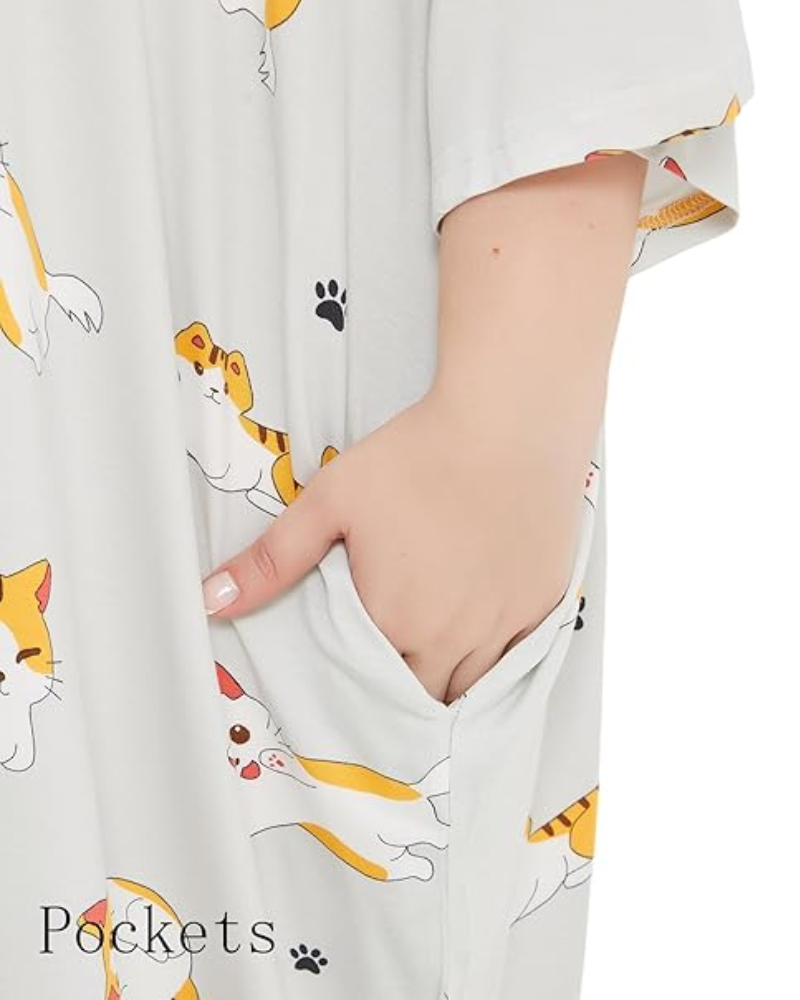 Plus Size Ultra-Soft Oversized Shirt Sleepwear with Pockets