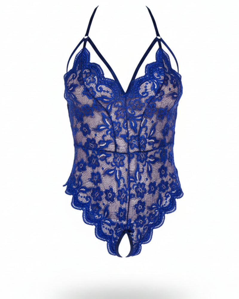 Sexy Lace Strappy Bodysuit for Women – Crotchless Teddy