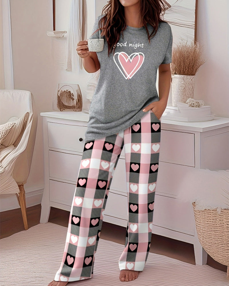 Comfy Striped Short Sleeve Lounge Set with Wide-Leg Pants