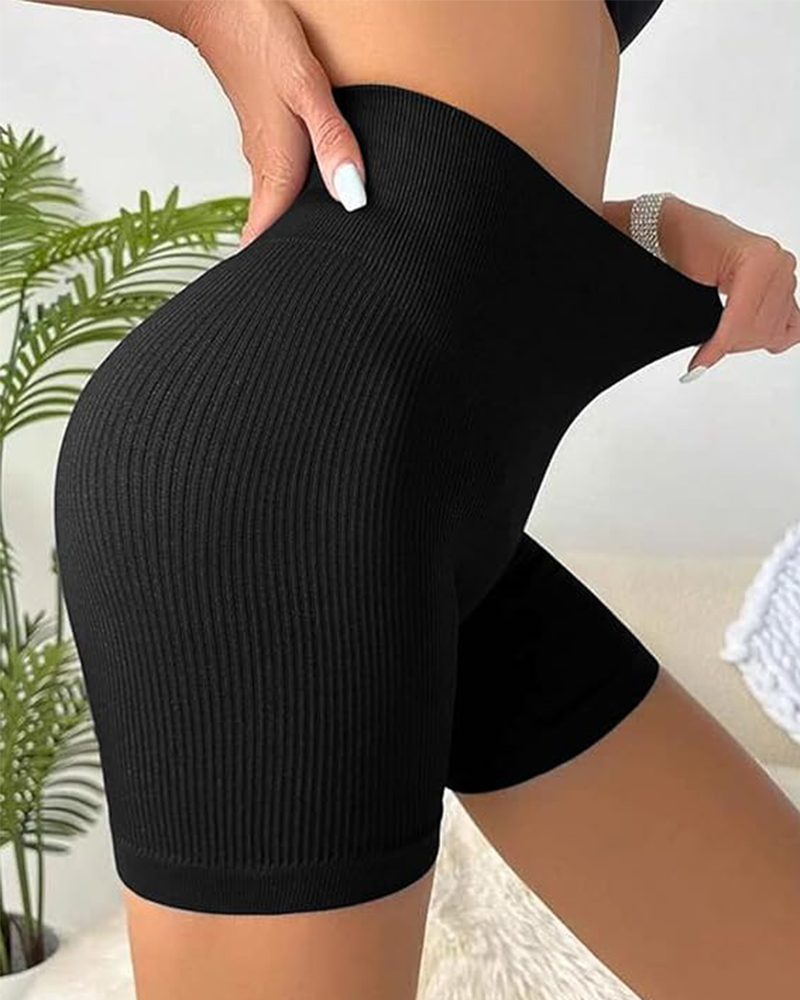 Seamless Ribbed High Waist Workout Shortss