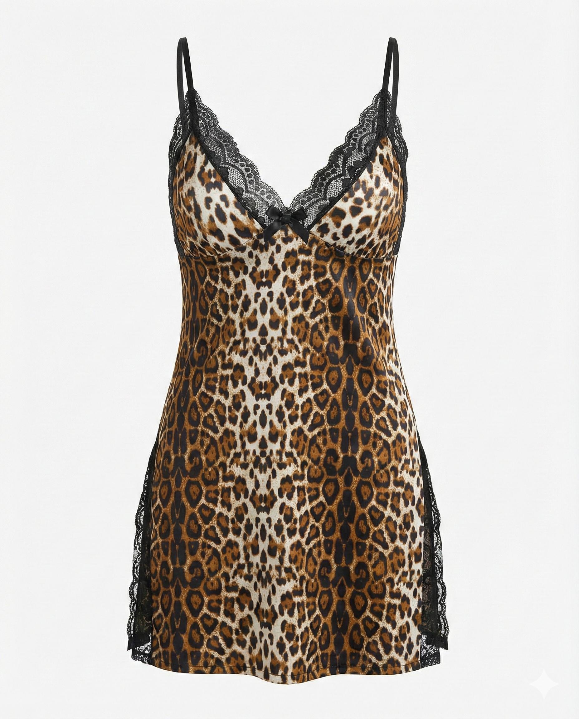 Sexy Milk Silk Lace Babydoll Nightdress with Side Slit