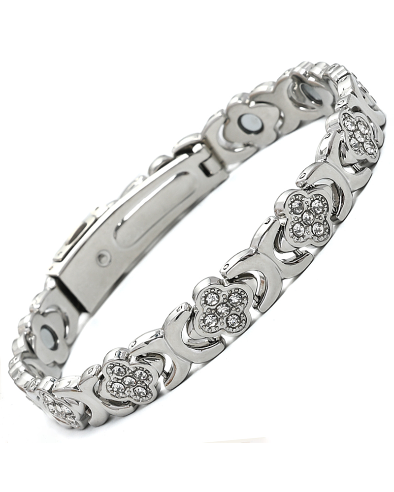 Crystal Magnetic Four-Leaf Clover Bracelet
