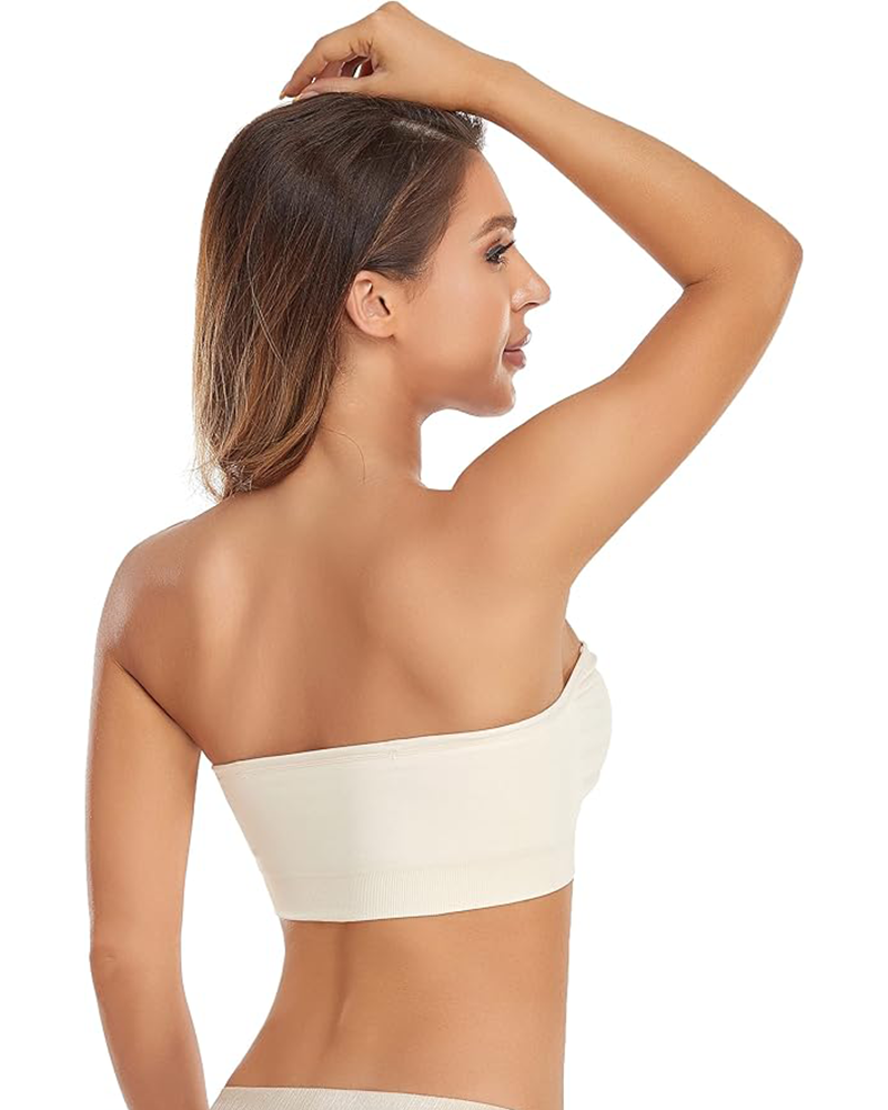 Strapless Non-Slip Bandeau Bra – Wireless, Padded, with Removable Straps