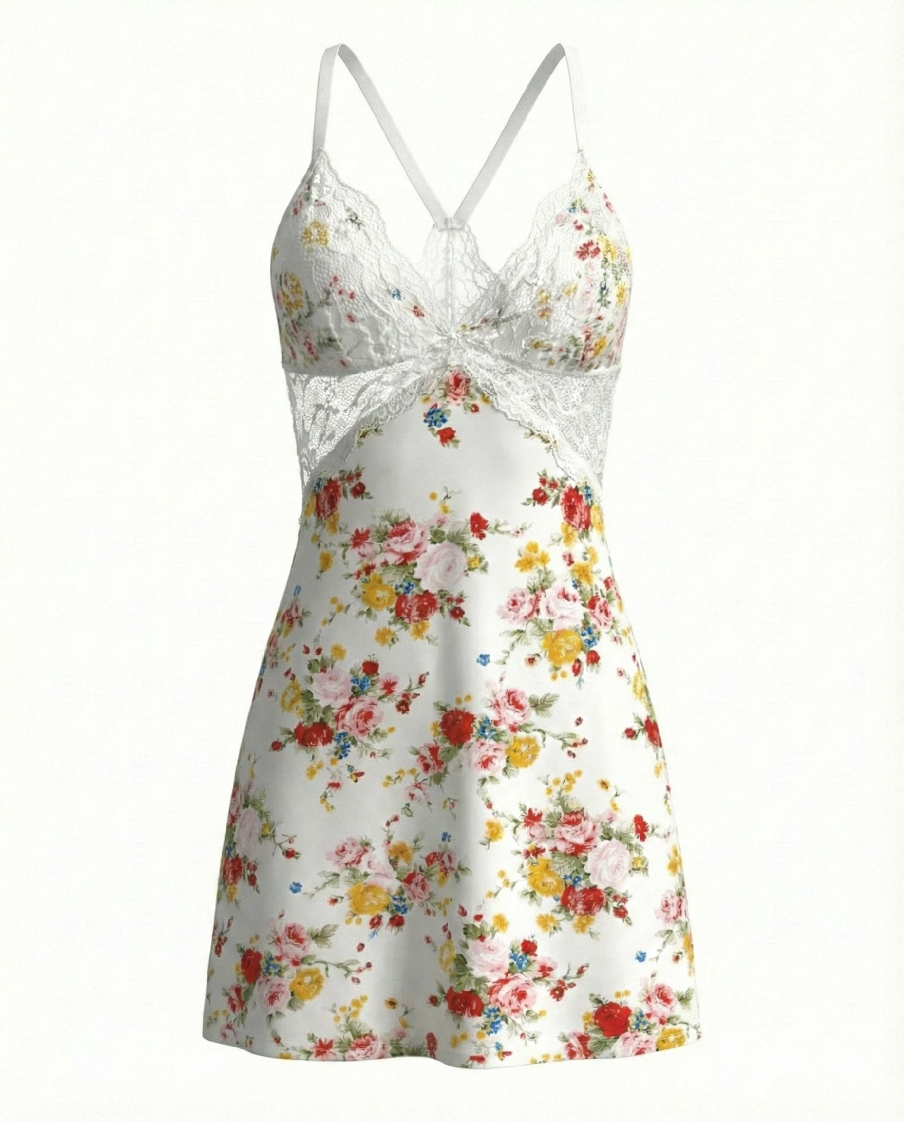 Sexy Lace-Trim Babydoll T-Shirt Nightgown with Side Slit