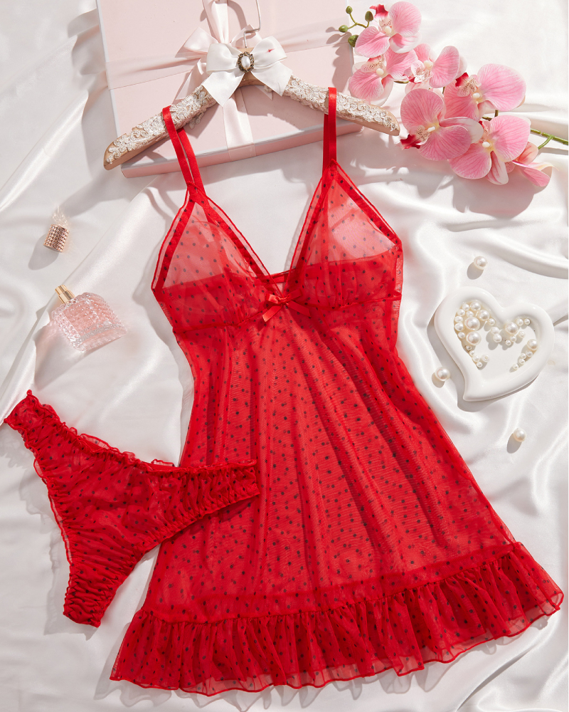 Women's Elegant Polka Dot Nightgown