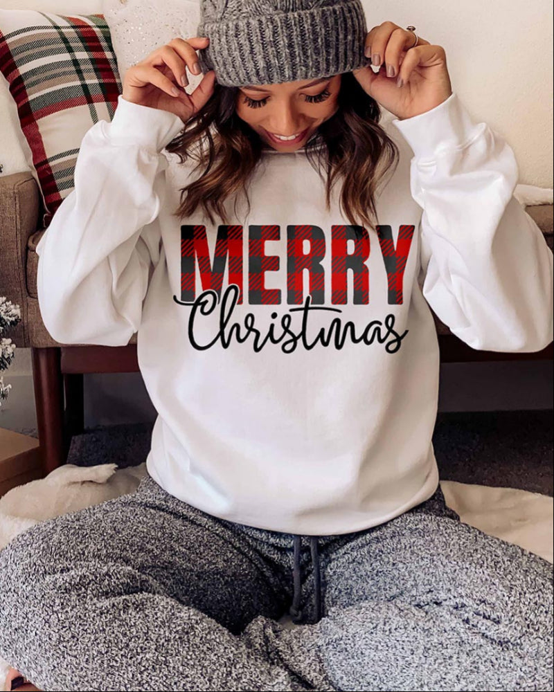 Merry Christmas Buffalo Plaid Sweatshirts, Xmas Gift Idea