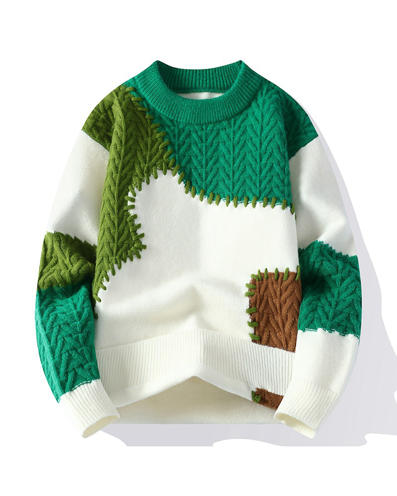 Latest Trend: Color-Block Patchwork Knit Sweater