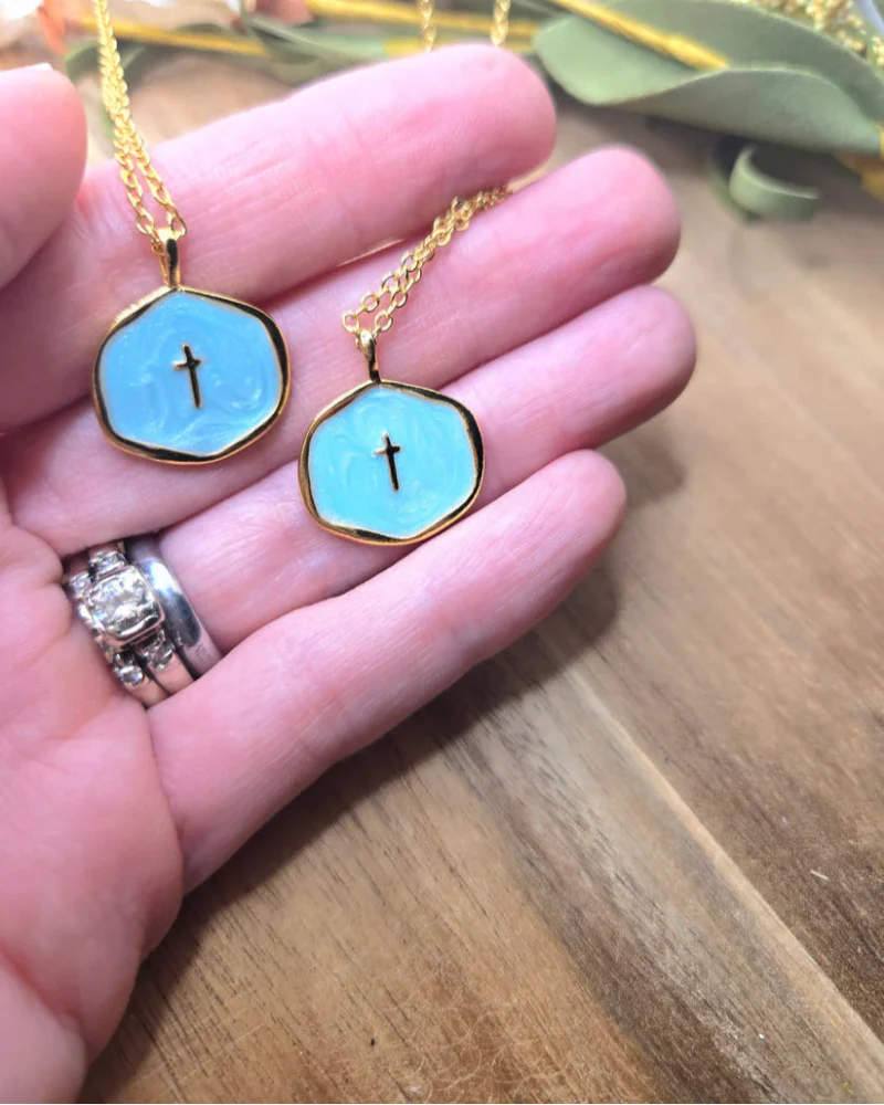 Gold Cross Necklace for Women – Dainty Enamel & Cubic Zirconia Pendant, Elegant Hypoallergenic Jewelry