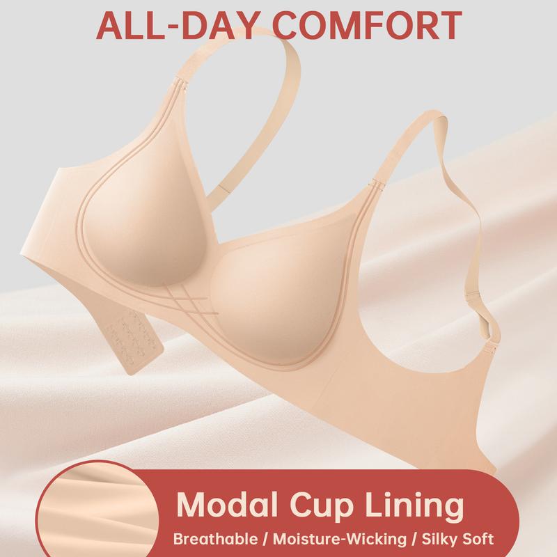 Seamless Deep V Wireless Full Coverage Bra