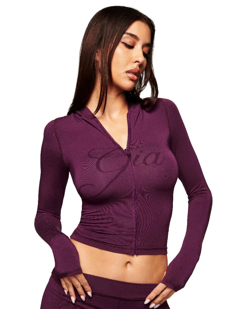 Women’s 2-Piece Activewear Set – Cropped Zip Running Jacket & Flared Stretch Pants, Lightweight Yoga Outfit