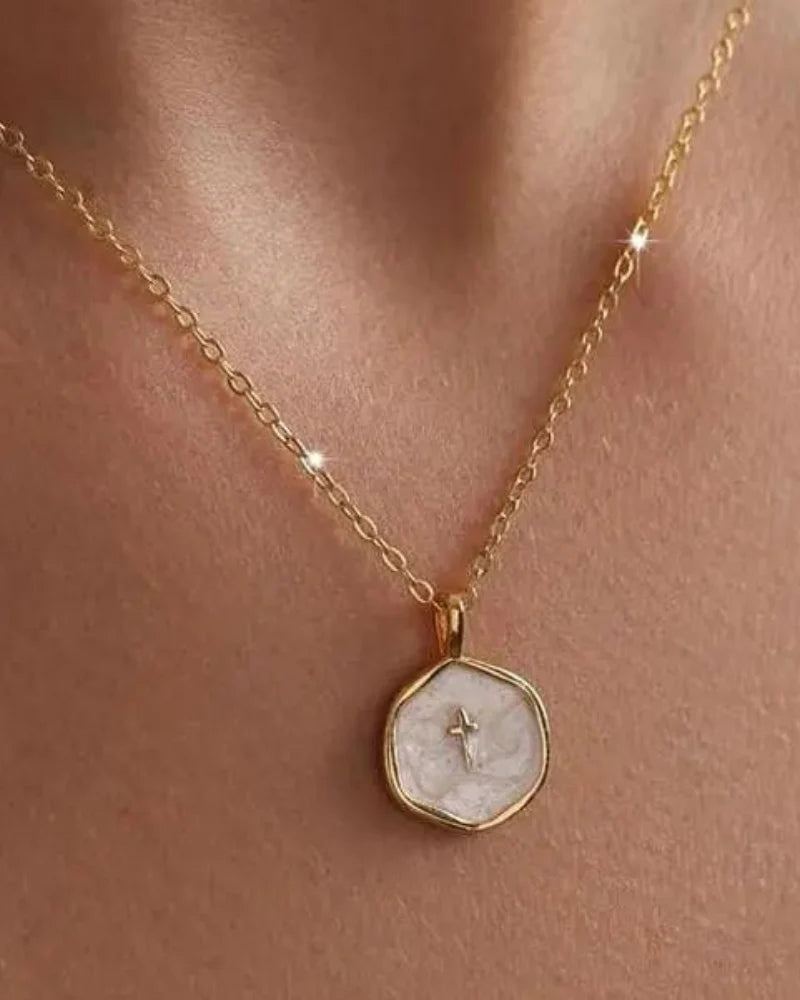 Gold Cross Necklace for Women – Dainty Enamel & Cubic Zirconia Pendant, Elegant Hypoallergenic Jewelry