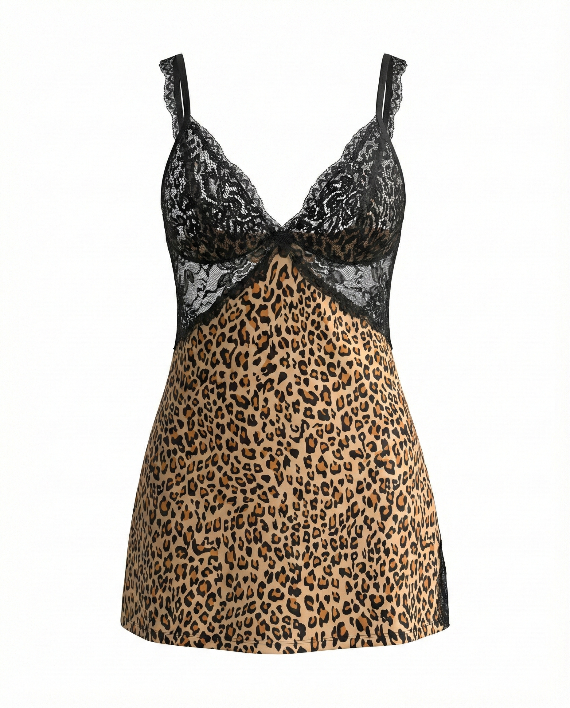 Sexy Lace-Trim Babydoll T-Shirt Nightgown with Side Slit