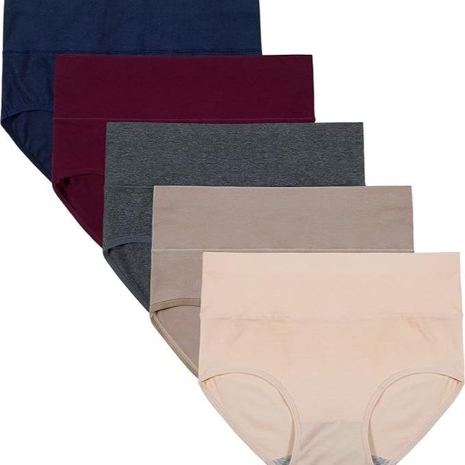 Women’s High Waisted Cotton Panties 5-Pack – Soft, Breathable Full Coverage Briefs