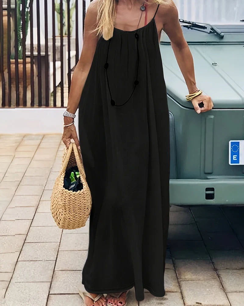 Solid Color Backless Cami Dress