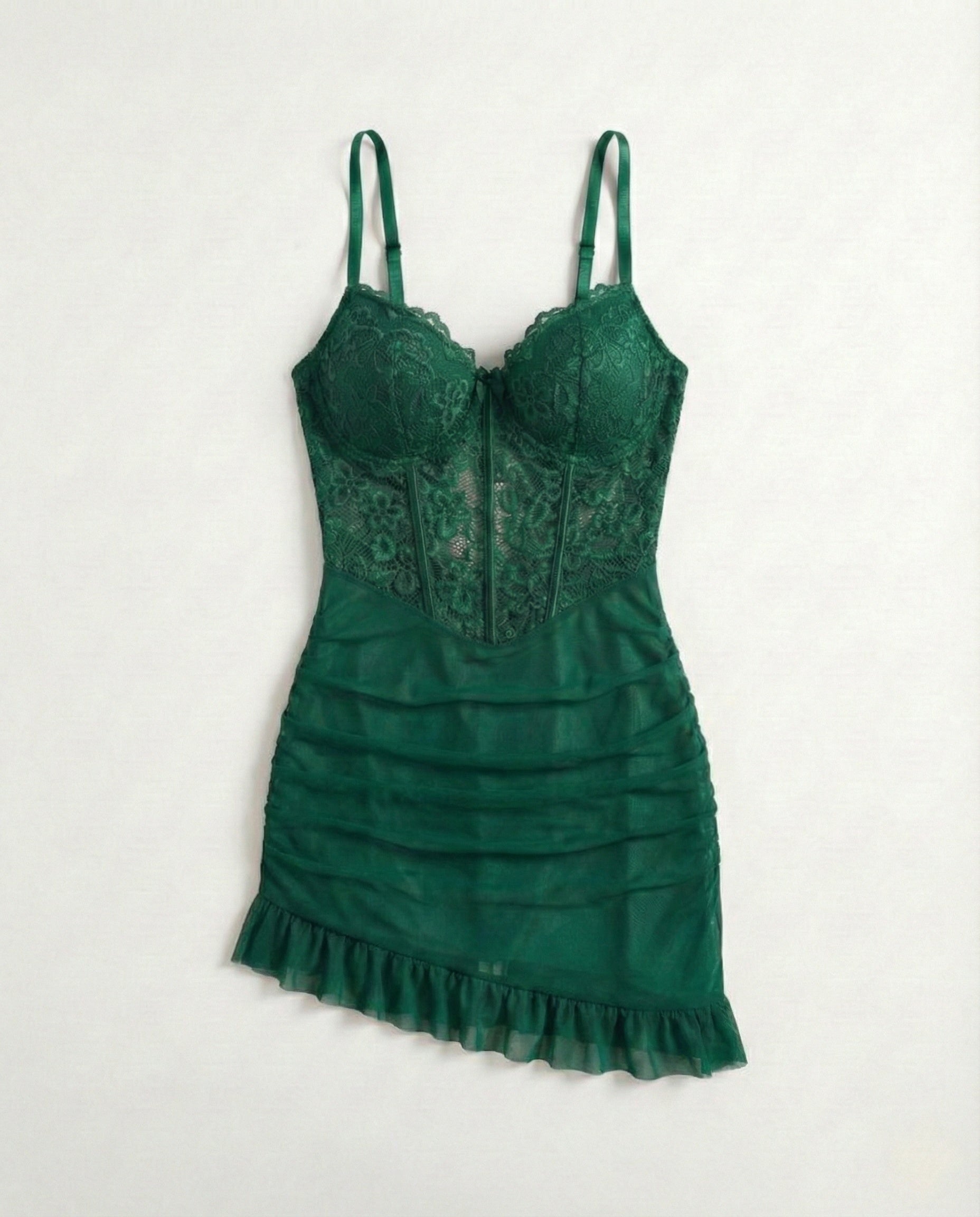 Sexy Lace Contrast Mesh Lingerie Set – Underwire Bra & G-String