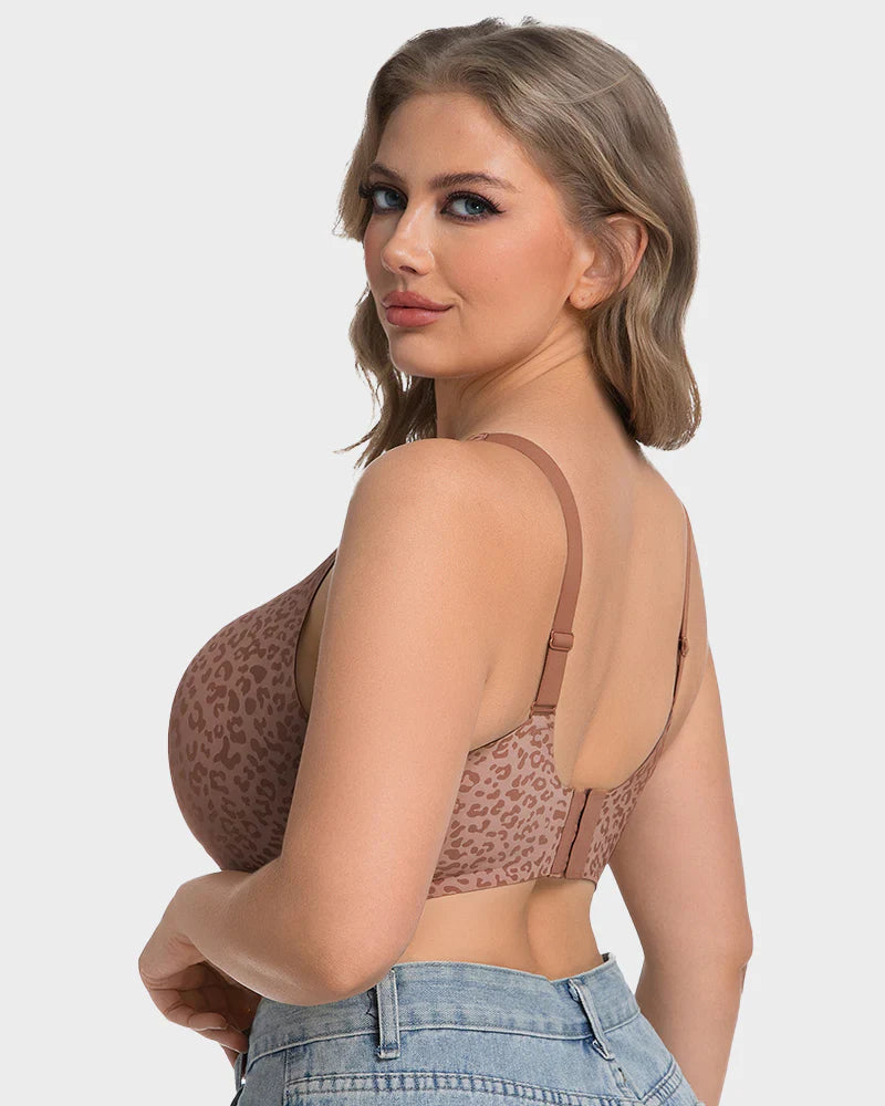 Leopard Deep V Wireless Push-Up Bra