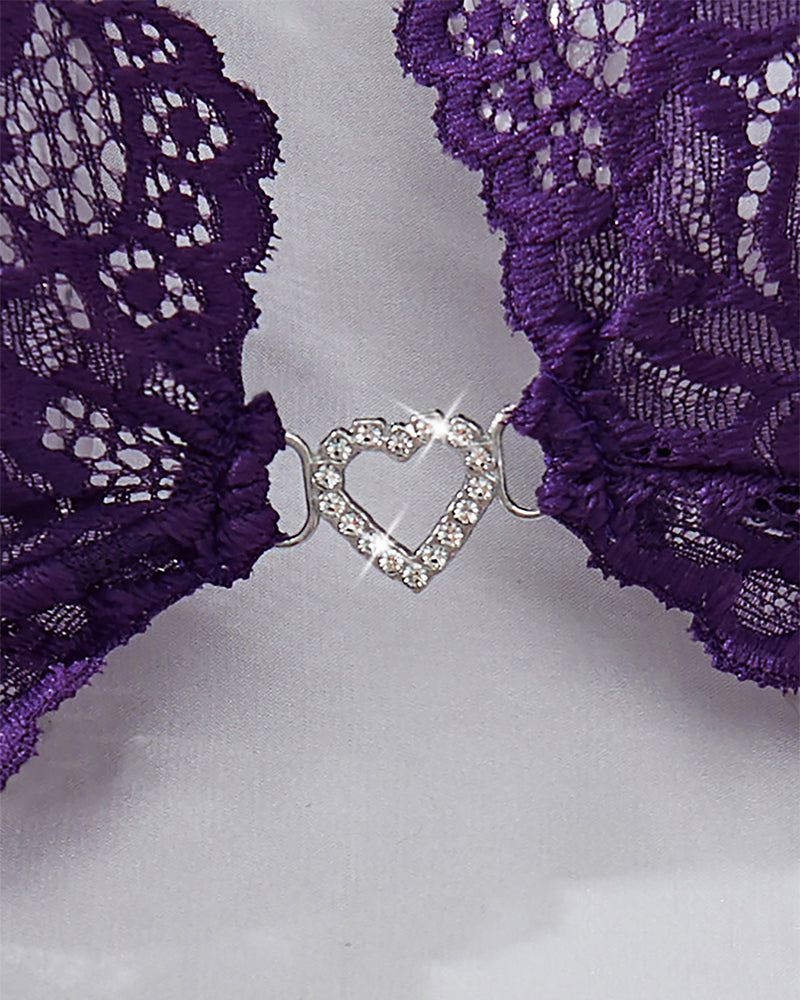 Sexy Purple Lace Lingerie Set – Halter Neck See-Through Design