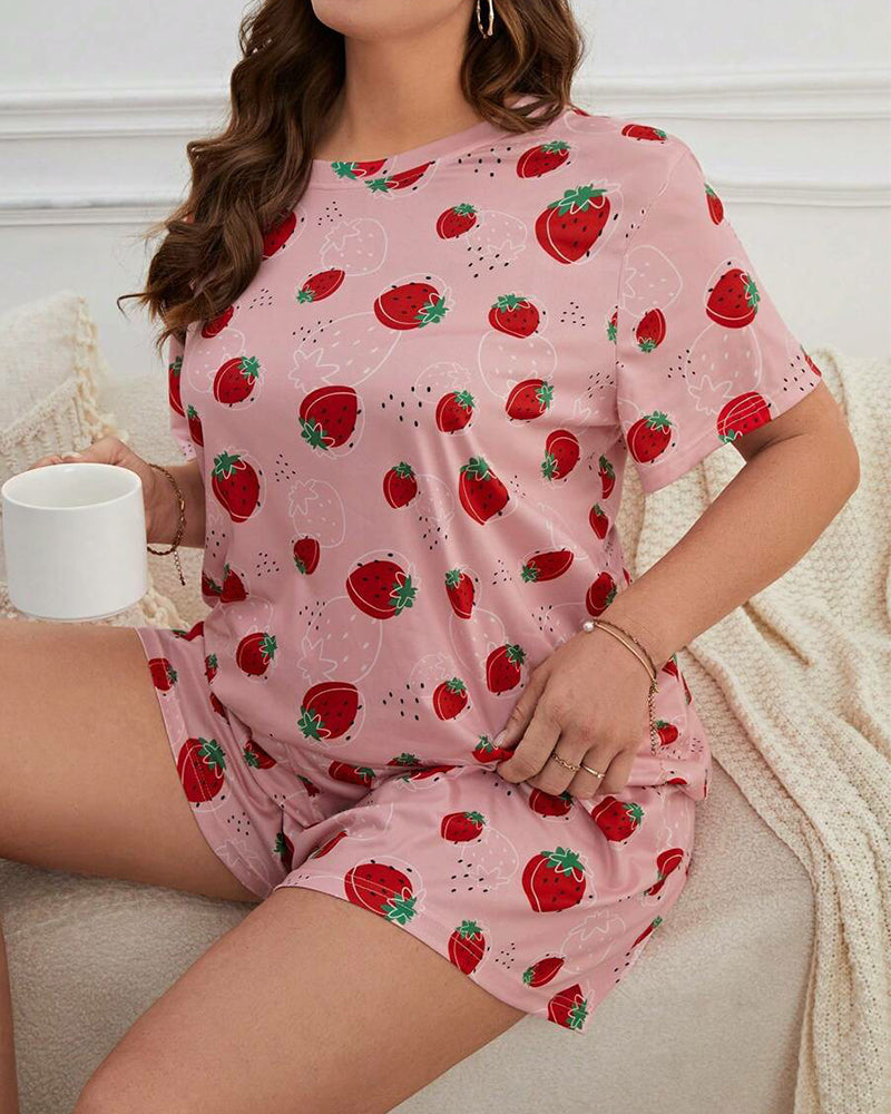 Plus Size Cute Pajamas – Tee & Shorts