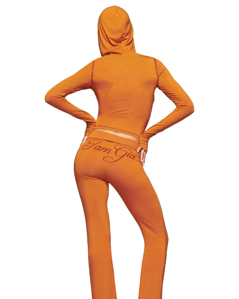 Women’s 2-Piece Activewear Set – Cropped Zip Running Jacket & Flared Stretch Pants, Lightweight Yoga Outfit
