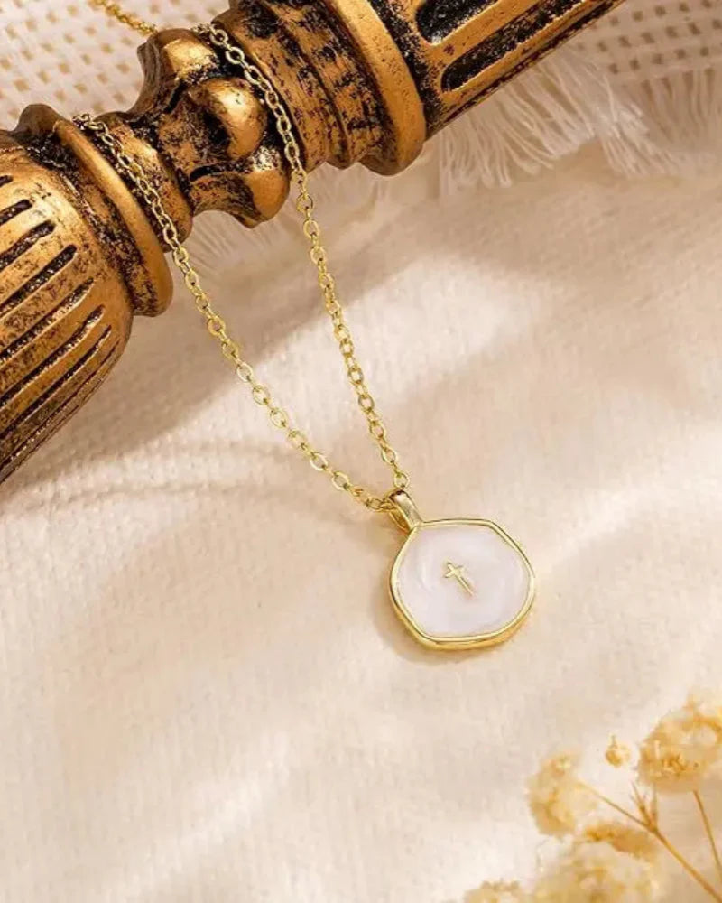 Gold Cross Necklace for Women – Dainty Enamel & Cubic Zirconia Pendant, Elegant Hypoallergenic Jewelry