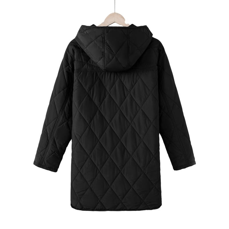 Women’s Quilted Puffer Jacket – Lightweight Hooded Oversized Coat for Fall & Winter