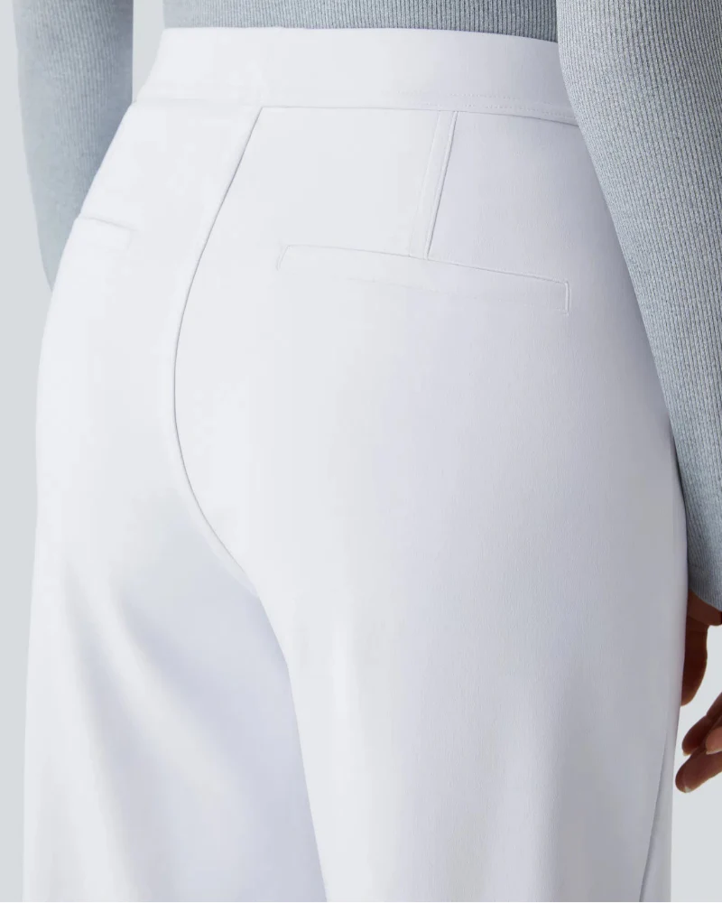 Flex High-Waisted Straight-Leg Work Pants – 4-Way Stretch Business Casual Pants with Pockets