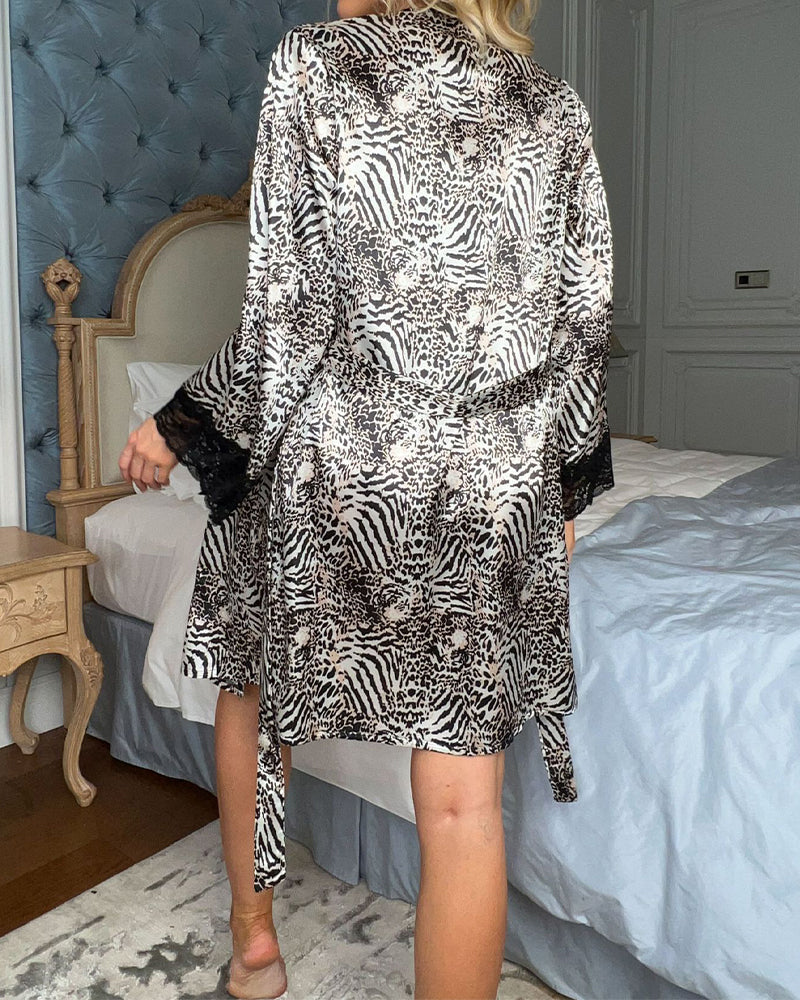 Women’s Sexy Lace Open-Front Robe – Loungewear & Sleepwear
