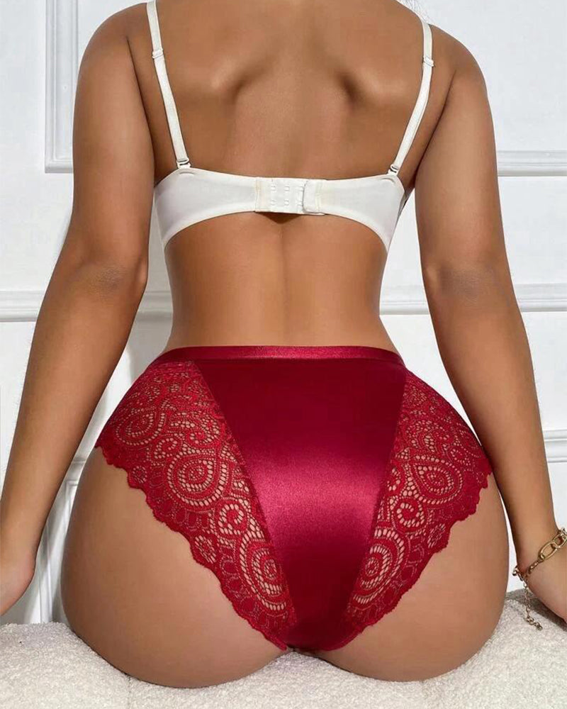 6-Pack Sexy Satin Lace Trim Panties – Comfortable Underwear Briefs