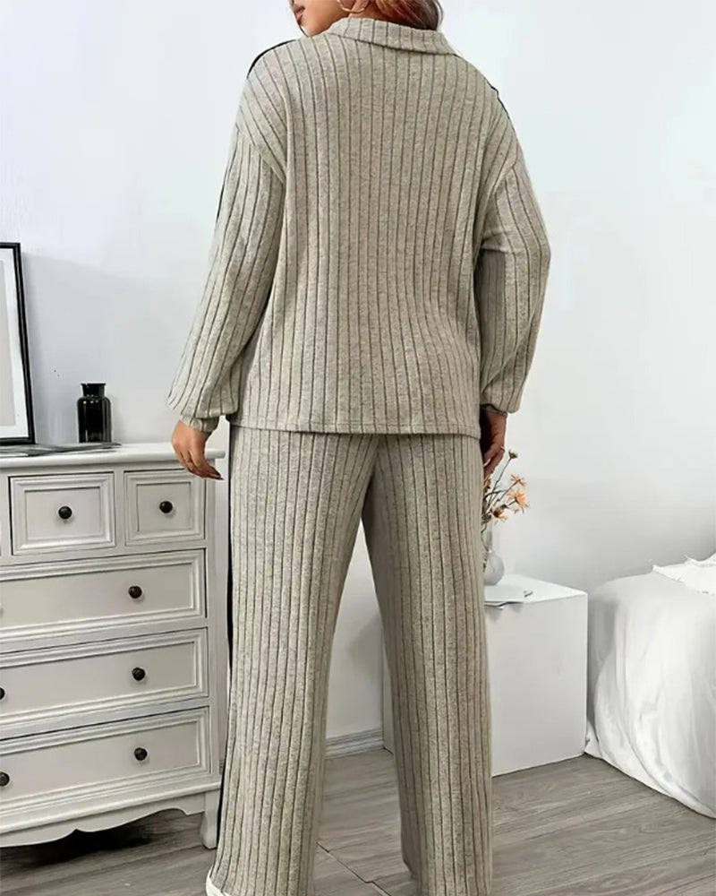 Women’s Designer Sweatshirt & Wide-Leg Pants Set