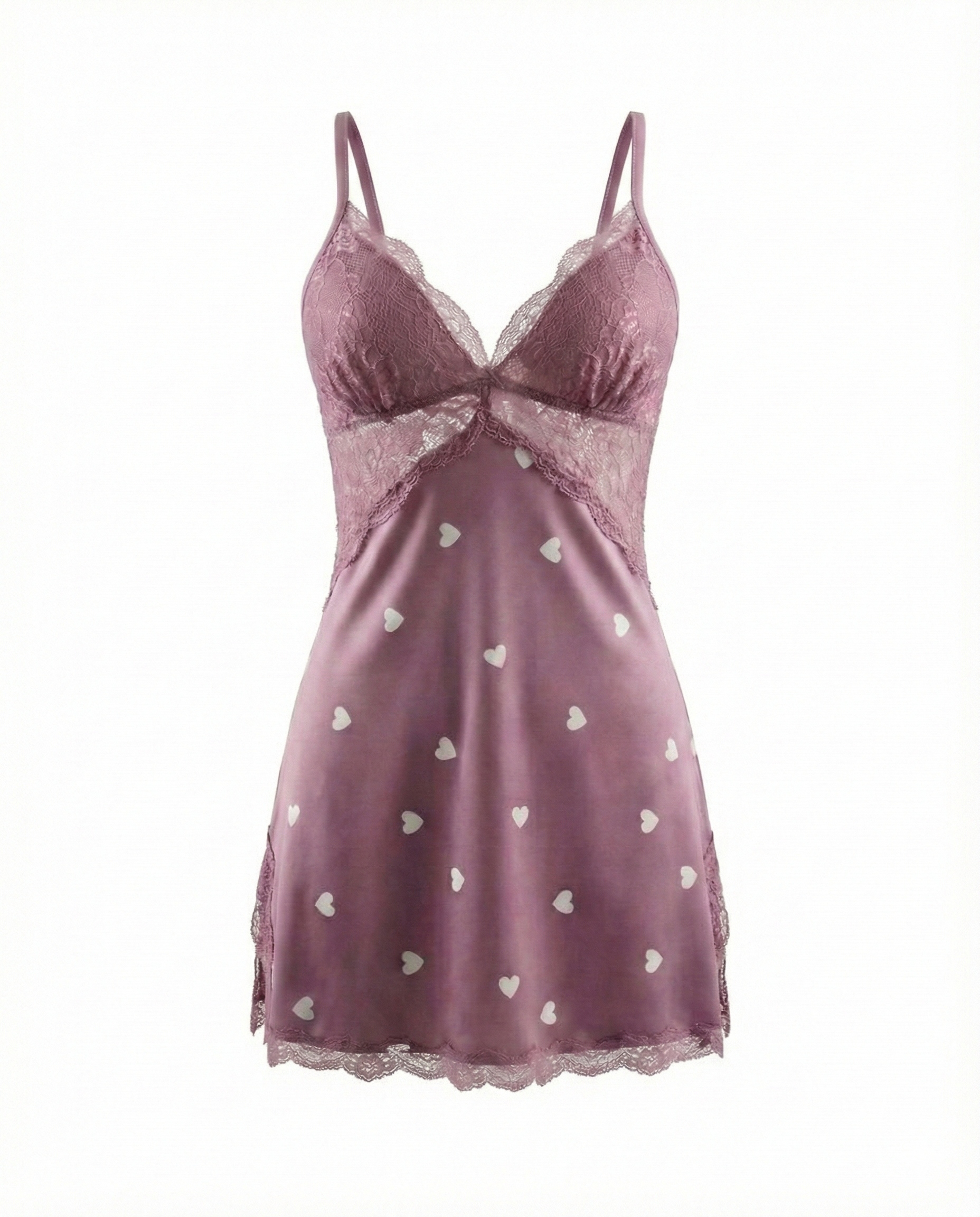 Sexy Lace-Trim Babydoll T-Shirt Nightgown with Side Slit