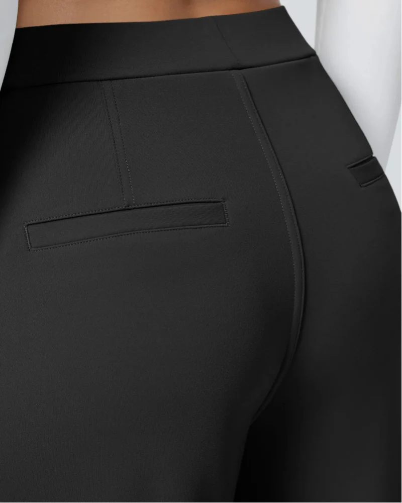 Flex High-Waisted Straight-Leg Work Pants – 4-Way Stretch Business Casual Pants with Pockets