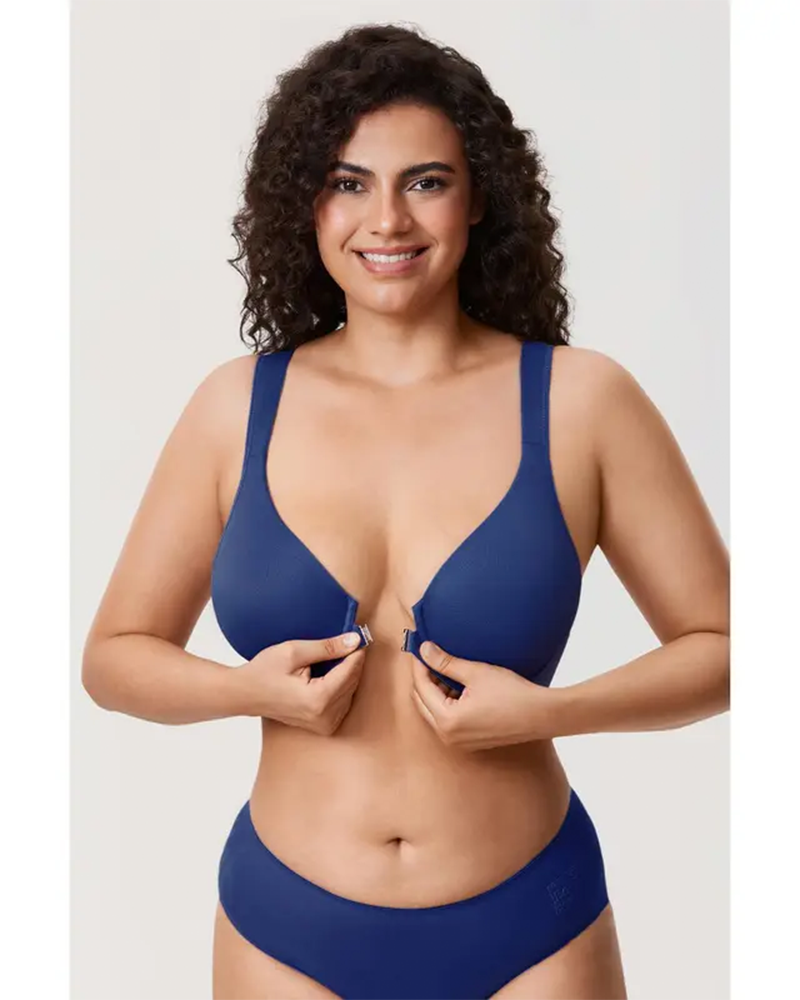Women's Front Closure Posture Support Underwire Seamless Bra