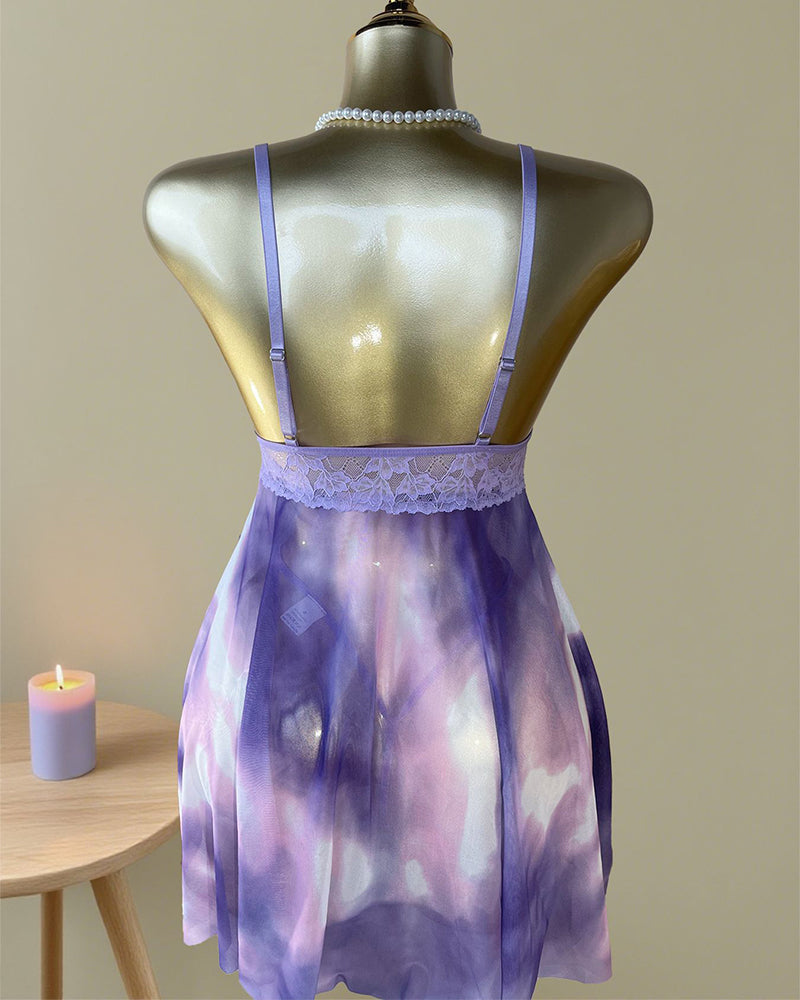 Sexy Mesh See-Through Nightgown with Panty Set