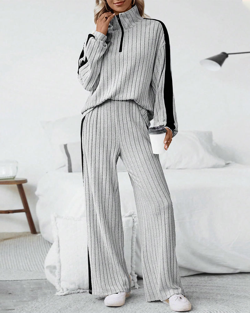Women’s Designer Sweatshirt & Wide-Leg Pants Set