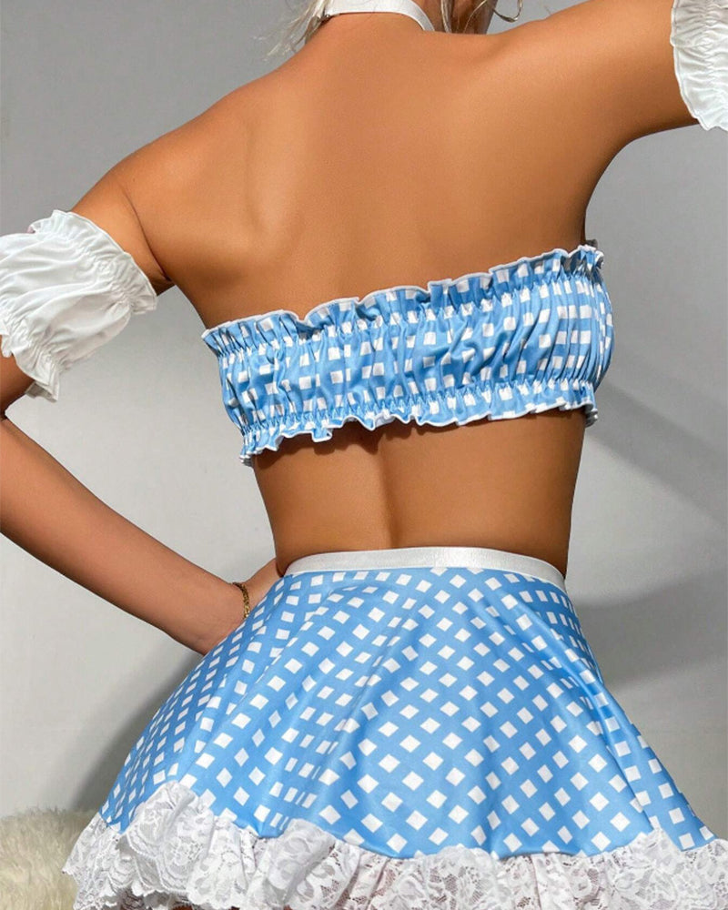 Sexy Polka Dot Maid Costume Role Play Outfit