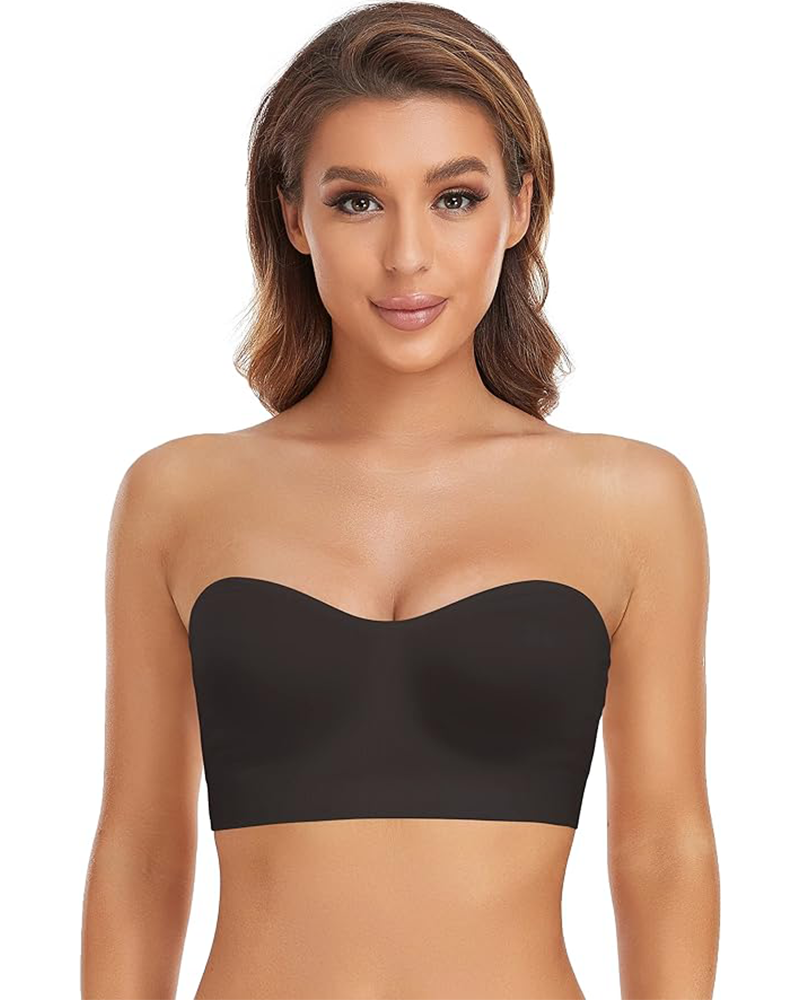 Strapless Non-Slip Bandeau Bra – Wireless, Padded, with Removable Straps