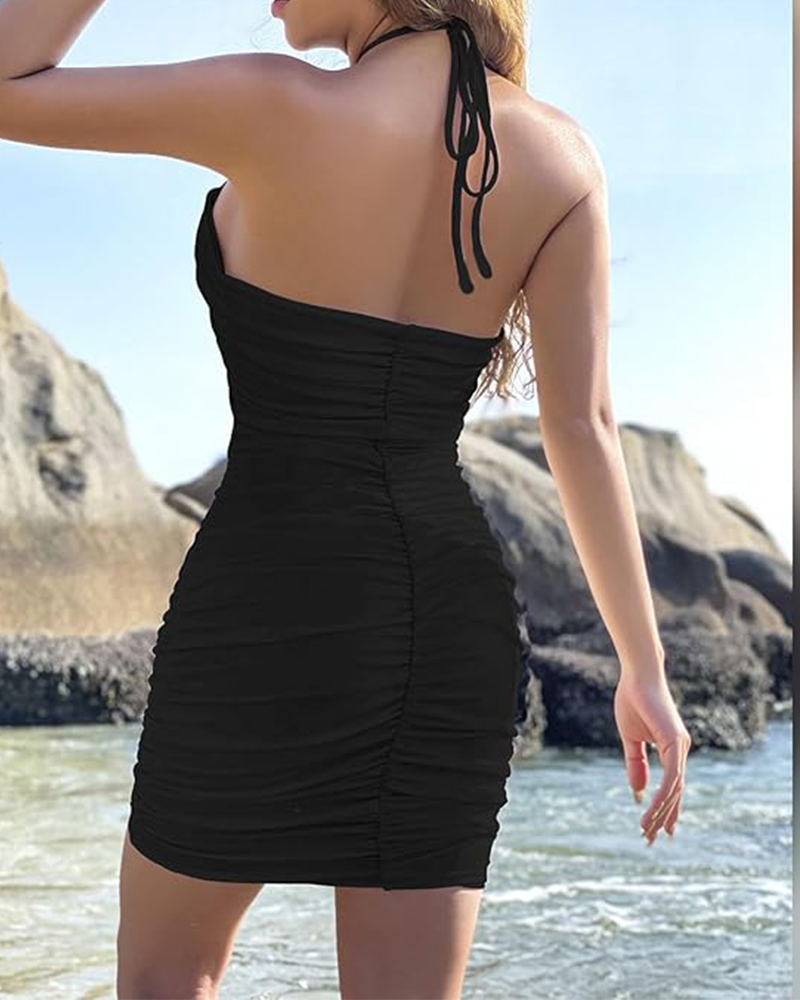 Ruched Cut-Out Bodycon Mini Dress – Sleeveless Party & Clubwear