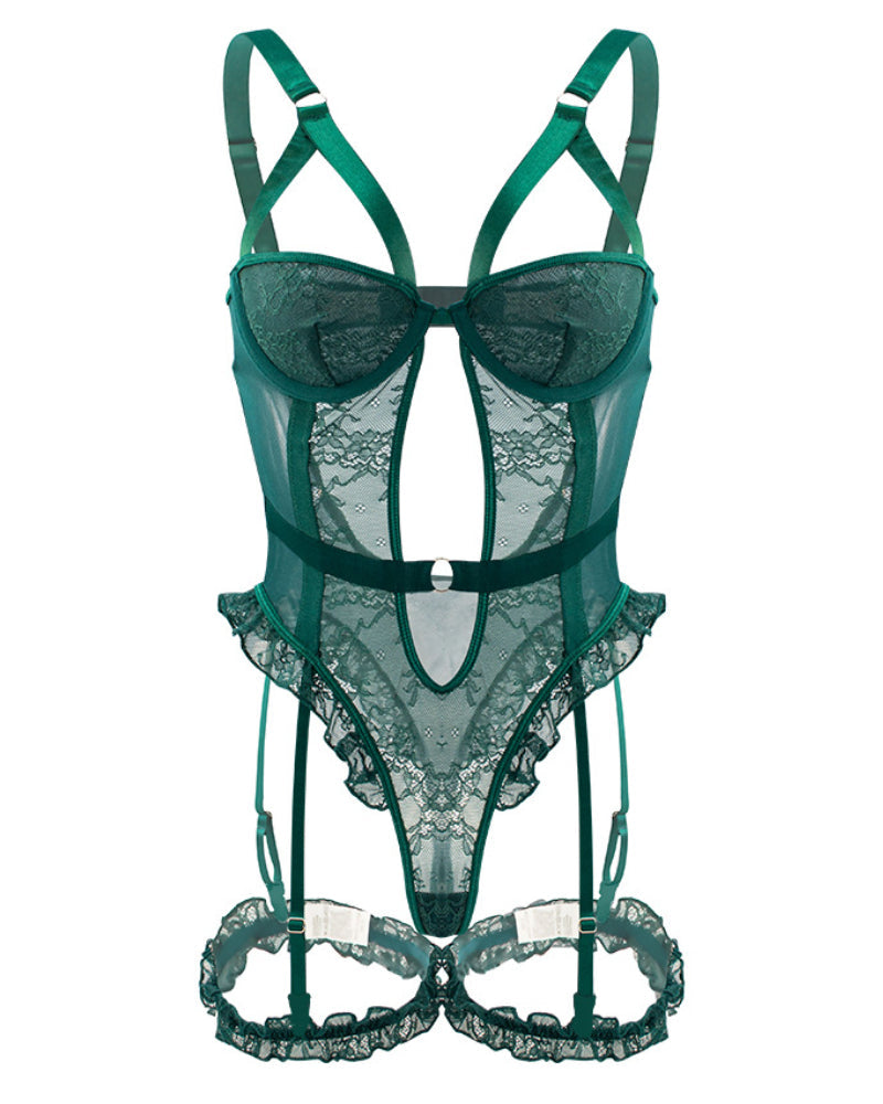 Sexy Contrast Lace Cut-Out Teddy