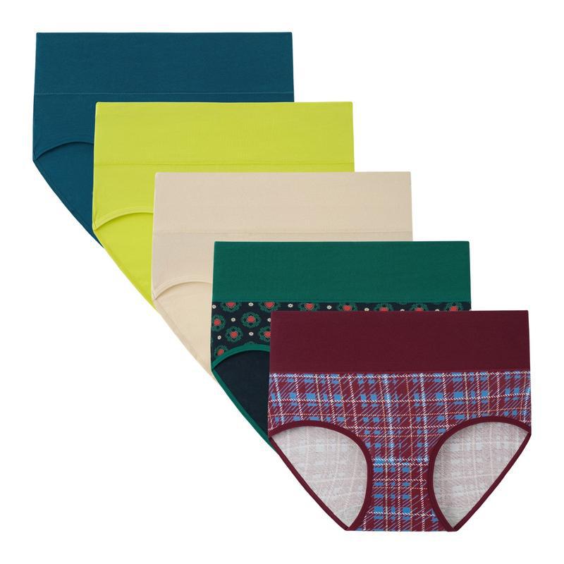 Women’s High Waisted Cotton Panties 5-Pack – Soft, Breathable Full Coverage Briefs