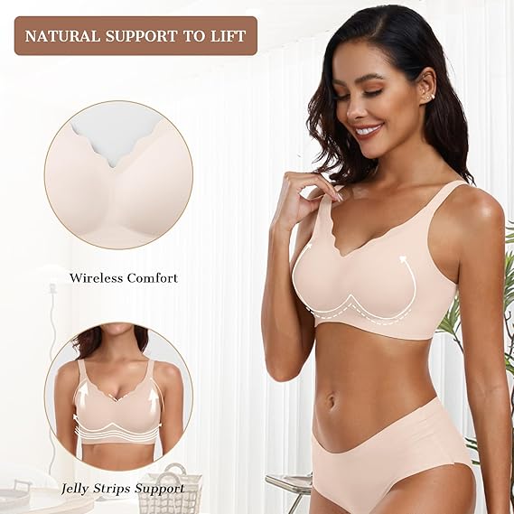 Scalloped Wireless Push Up Bra