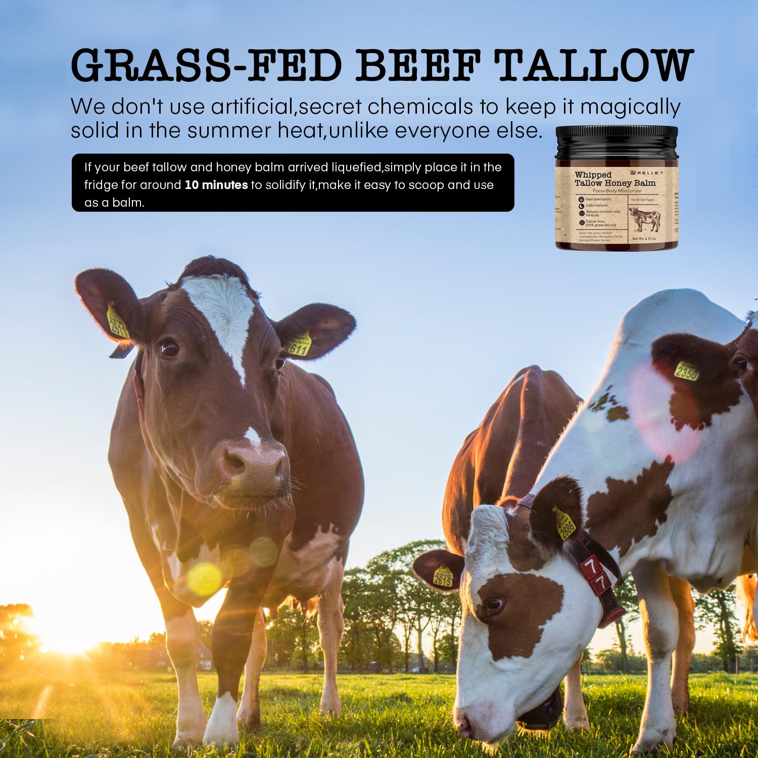 🐂Natural Handmade Beef and Honey Moisturizer