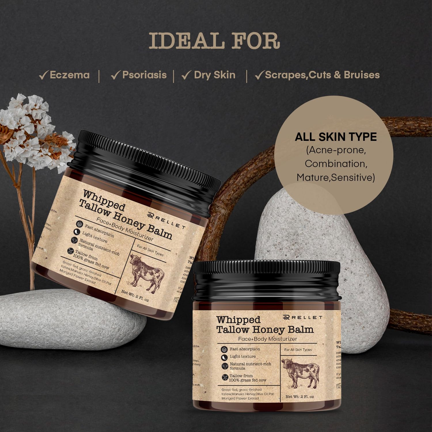 🐂Natural Handmade Beef and Honey Moisturizer