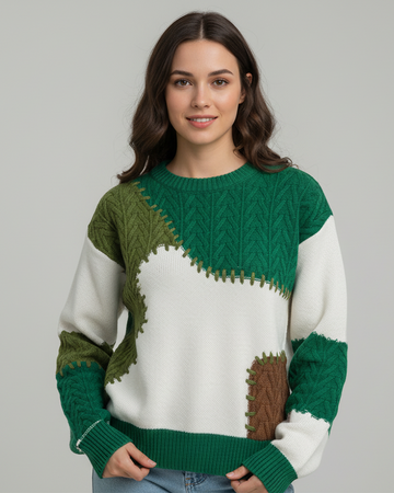 Latest Trend: Color-Block Patchwork Knit Sweater