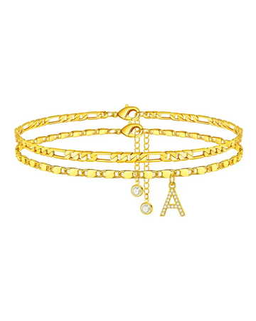 Initial Anklet Set for Women, Layered A–Z Anklets