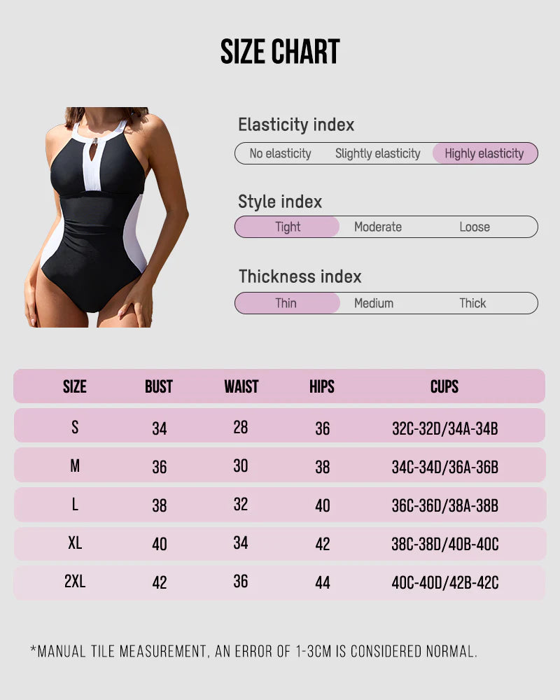 Hourglas Retro Color Block Full-Coverage Tummy Control Swimsuit
