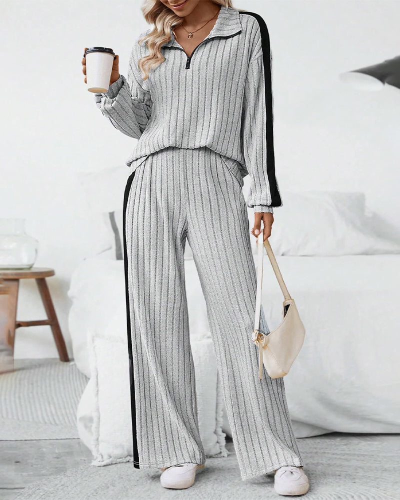 Women’s Designer Sweatshirt & Wide-Leg Pants Set